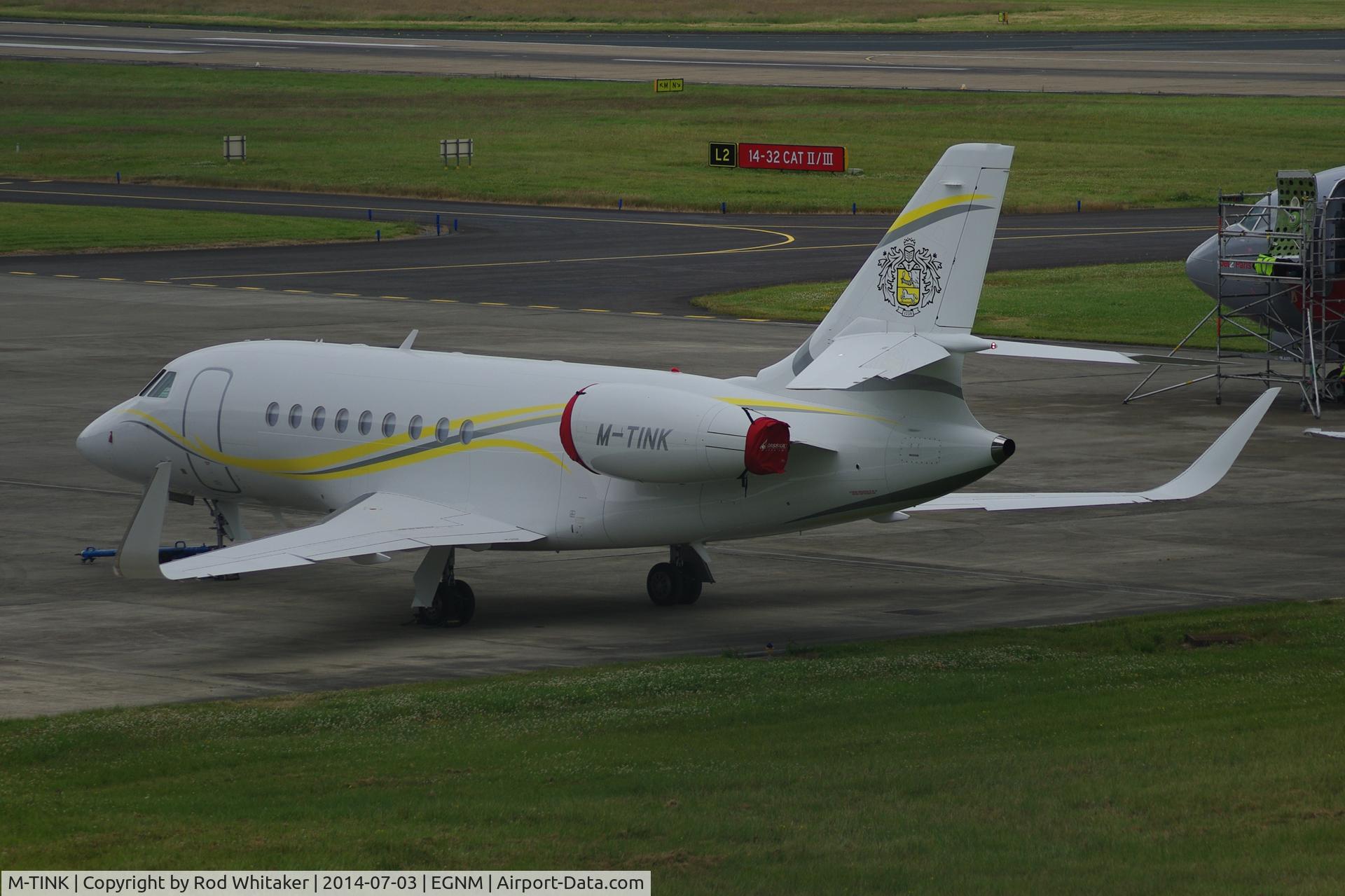 M-TINK, 2013 Dassault Falcon 2000LX C/N 253, Parked on Multiflight Apron, Leeds Bradford Airport.