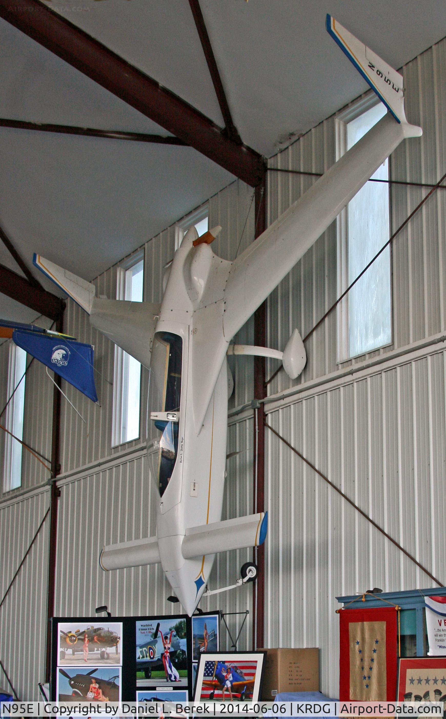 N95E, 1980 Rutan VariEze C/N 107, Classic and historic aircraft on display at the Mid Atlantic Air Museum.