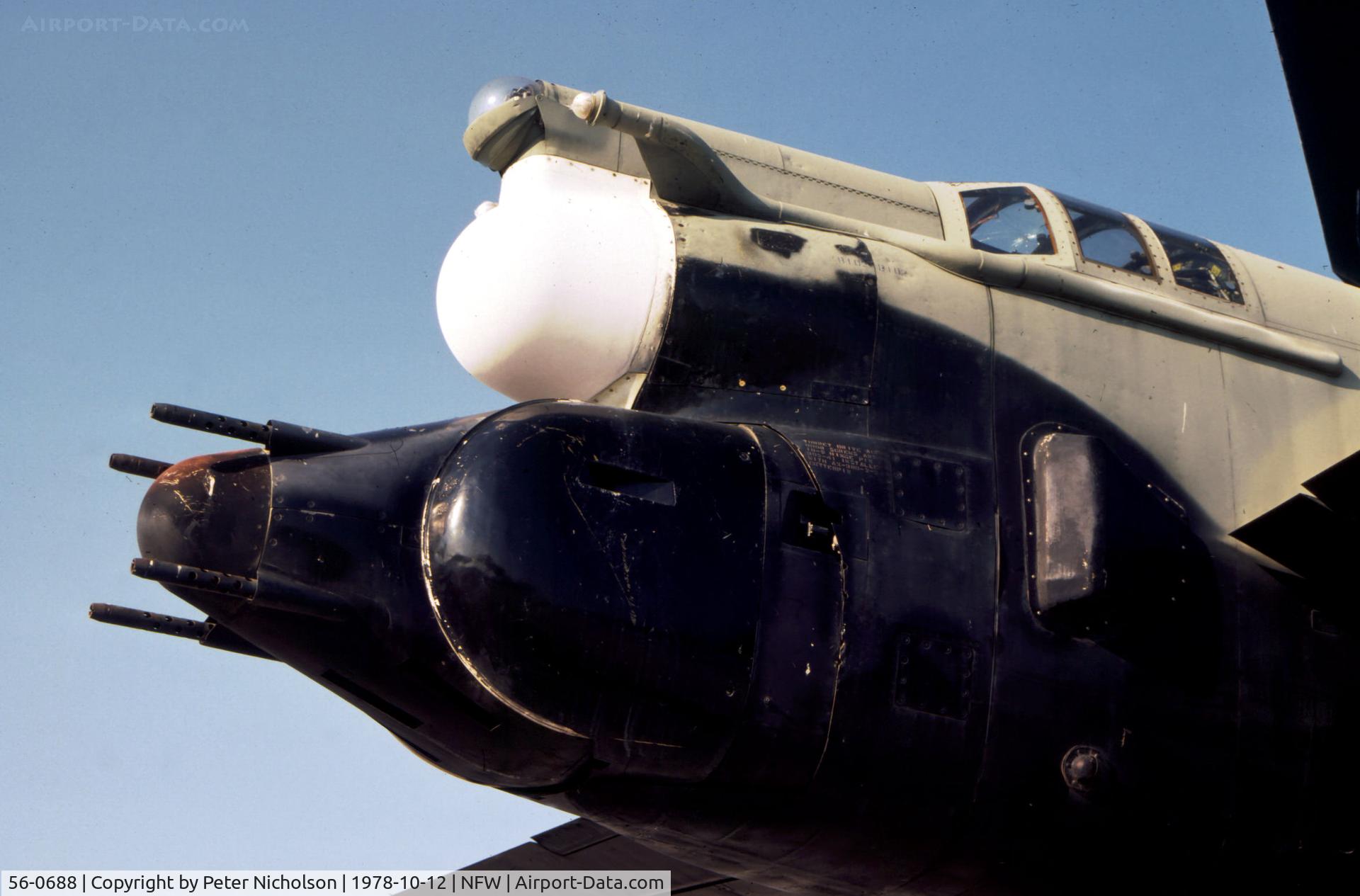56-0688, 1956 Boeing B-52D Stratofortress C/N 464059, B-52D Stratofortress of 7 Bomb Wing on the ramp at Carswell AFB in October 1978.