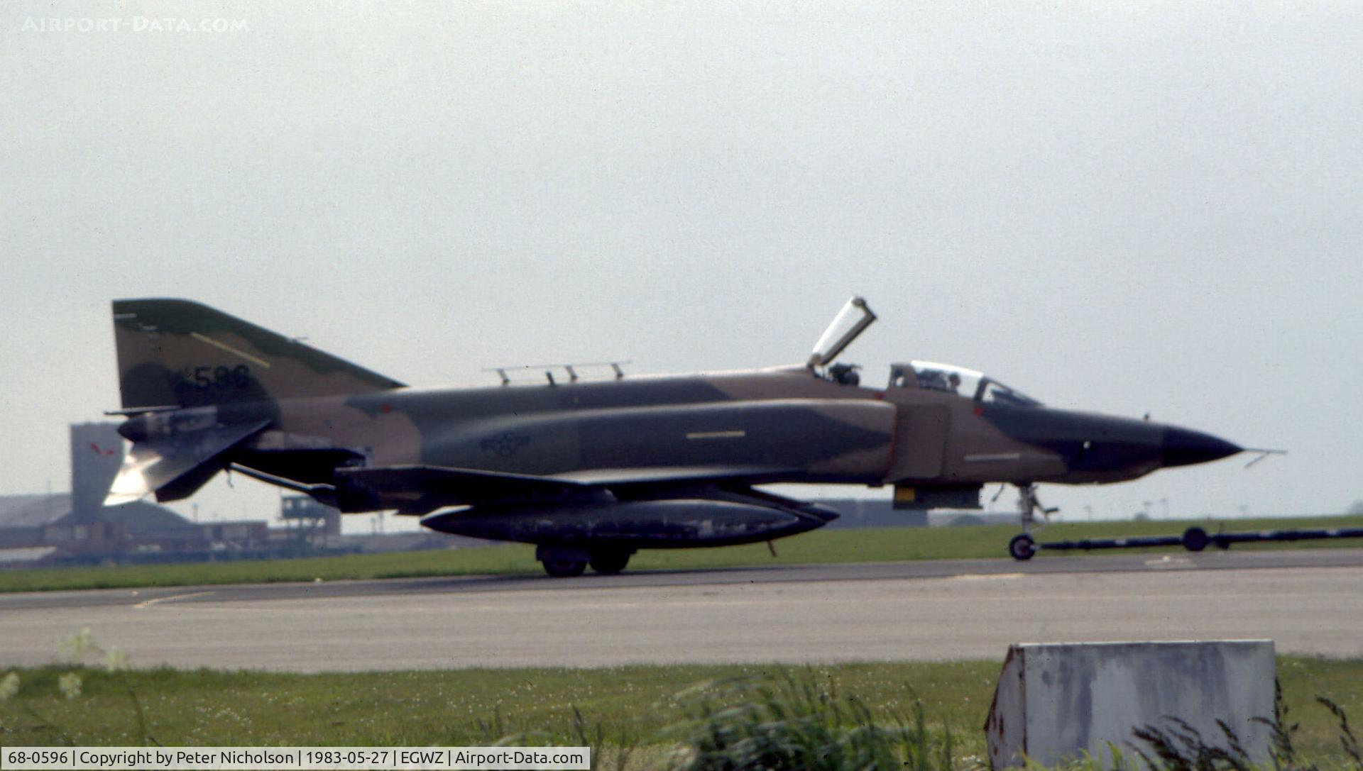 68-0596, 1968 McDonnell Douglas RF-4C Phantom II C/N 3607, RF-4C Phantom of 38th Tactical Reconnaissance Squadron/26th Tactical Reconnaissance Wing based at Zweibrucken as seen at RAF Alconbury in May 1983.