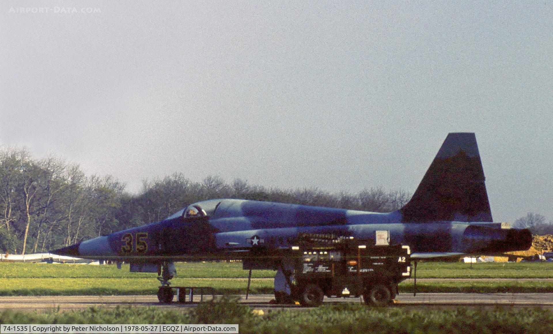 74-1535, 1976 Northrop F-5E Tiger II C/N R.1193, F-5E Tiger II of the 527th Tactical Fighter Training Aggressor Squadron at RAF Alconbury as seen there in the Summer of 1978.
