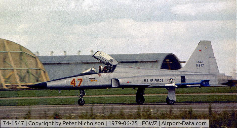 74-1547, 1974 Northrop F-5E Tiger II C/N R.1205, F-5E Tiger II of the 527th Tactical Fighter Training Aggressor Squadron at RAF Alconbury as seen there in the Summer of 1978.
