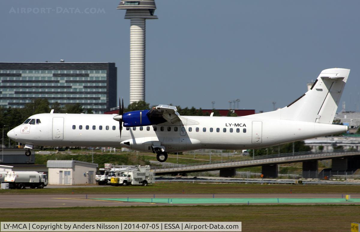 LY-MCA, 1991 ATR 72-201 C/N 212, On short final for runway 19L.