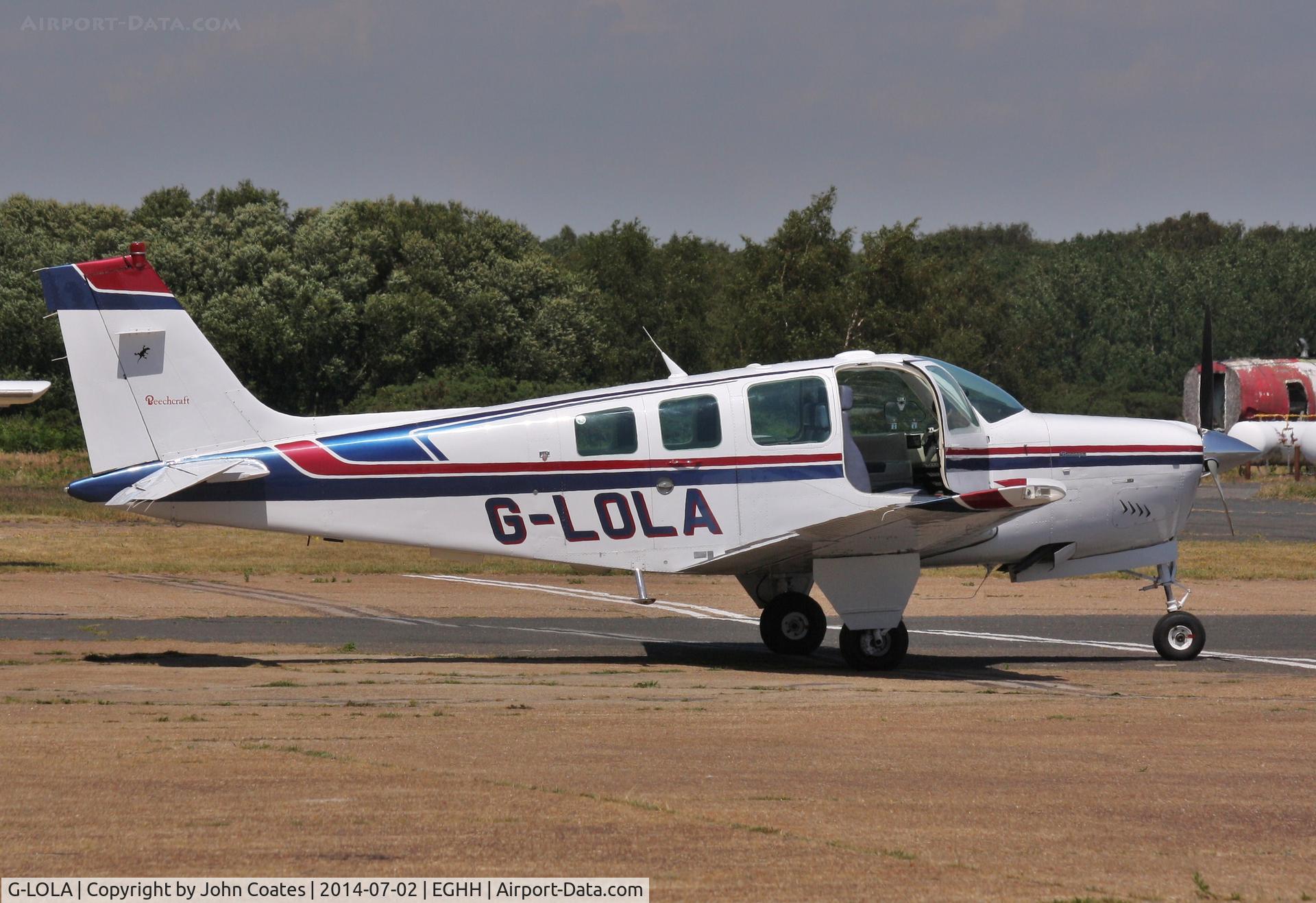 G-LOLA, 1984 Beech A36 Bonanza 36 C/N E-2116, Resident at AT Nth