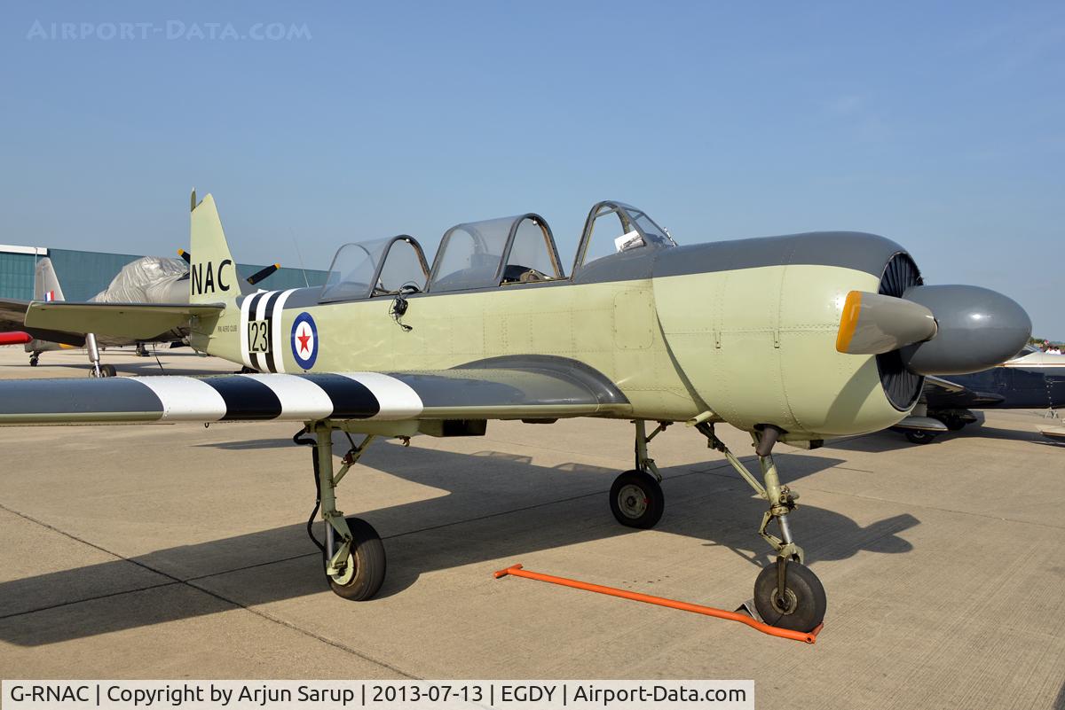 G-RNAC, 1988 Bacau Yak-52 C/N 888912, On display at RNAS Yeovilton Air Day 2013.