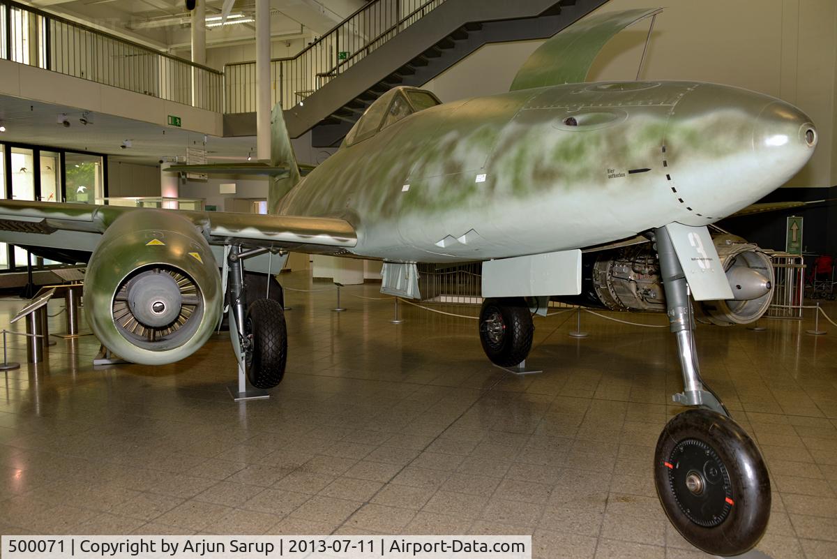 500071, 1945 Messerschmitt Me 262A-1a Schwalbe C/N 500071, 'White 3' of III./JG 7 on display at Deutsches Museum München. On 25.04.45, Ofhr. Hans-Guido Mutke took off from Fürstenfeldbruck under attack and landed his aircraft at Dübendorf, to be interned in Switzerland.