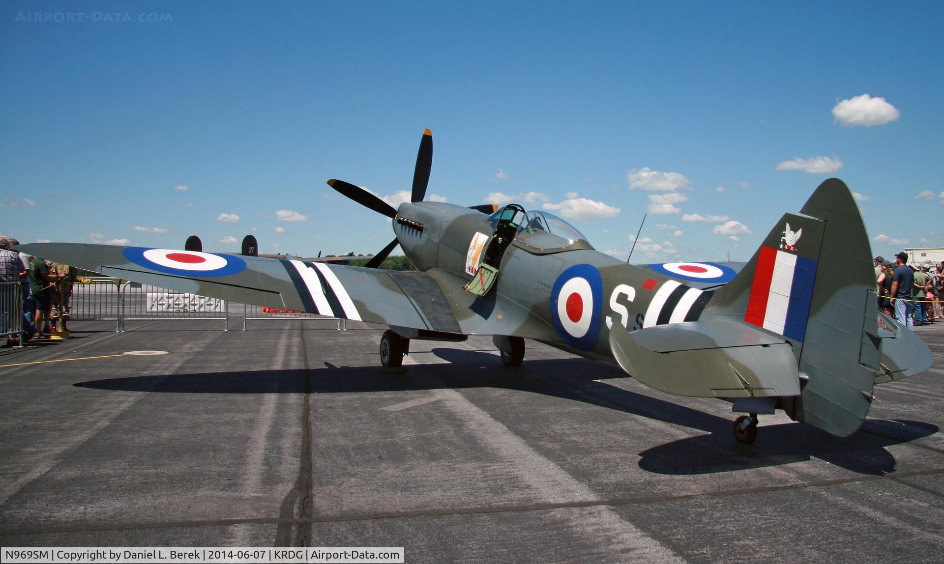 N969SM, 1945 Supermarine 394 Spitfire FR.XVIIIe C/N 6S/663052, Jim Beasley's stunning late-model Spitfire at the 2014 World War II Weekend.