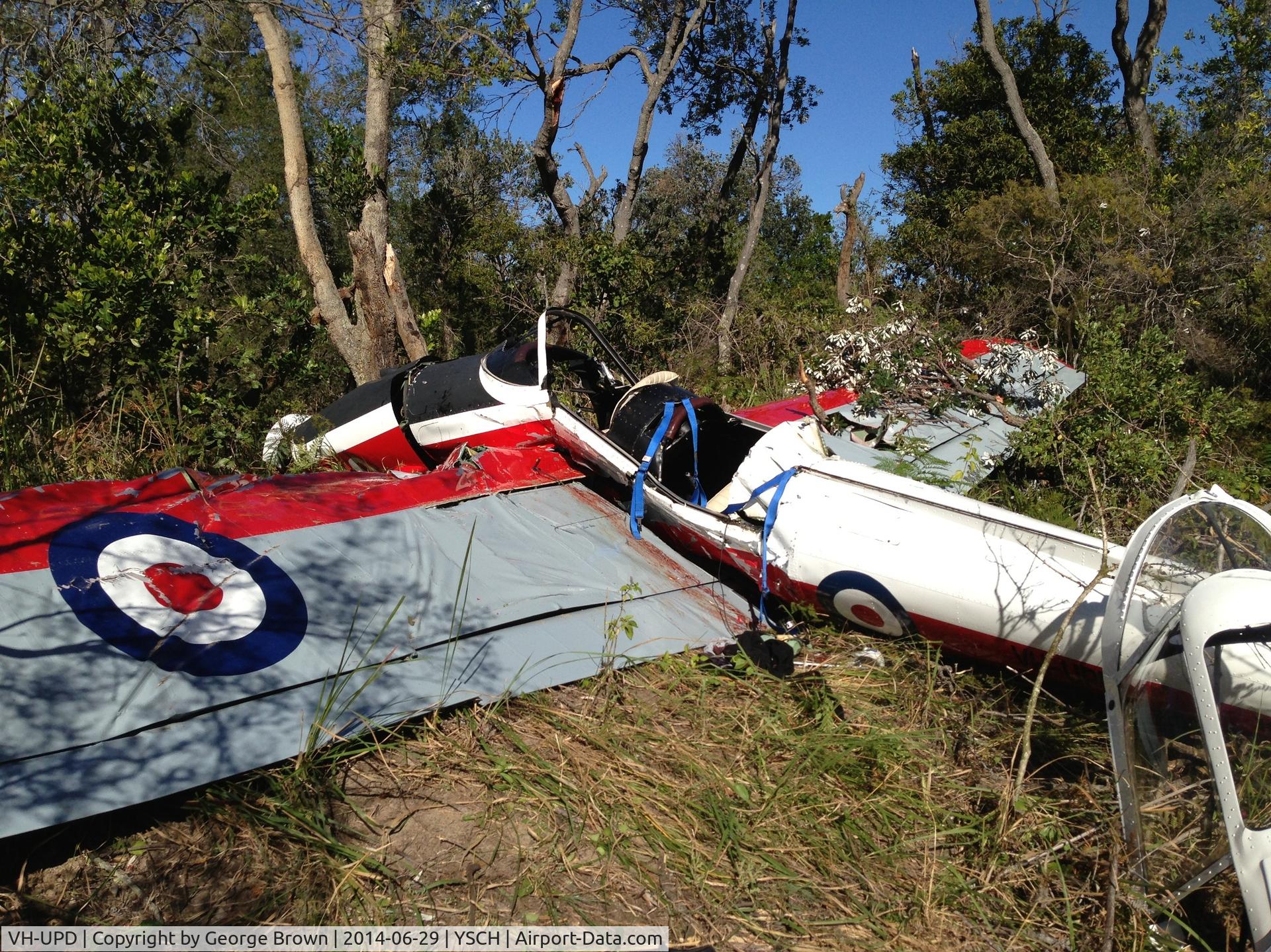 VH-UPD, 1950 De Havilland DHC-1 Chipmunk T.10 C/N C1/0111, Image of VH-UPD crashed near Coffs Harbour airport (YSCH)