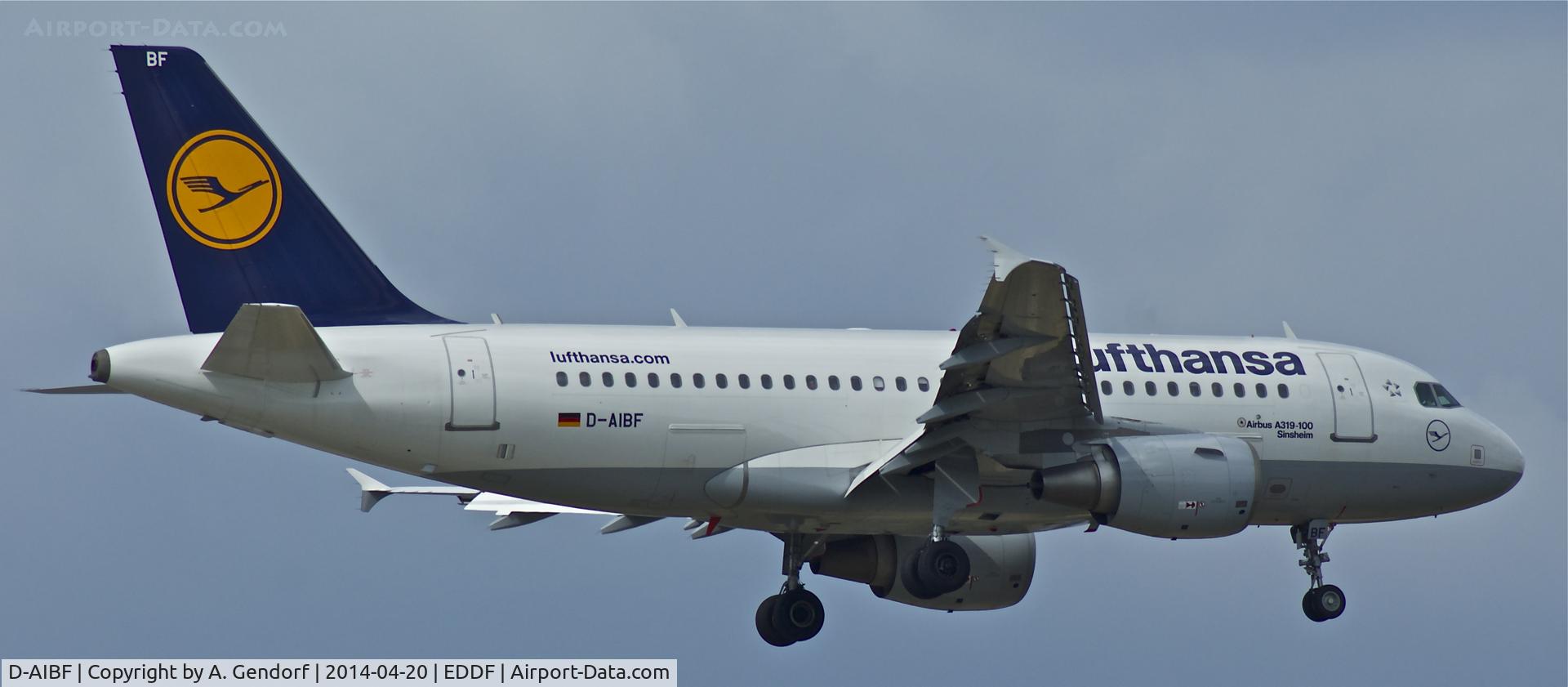 D-AIBF, 2011 Airbus A319-112 C/N 4796, Lufthansa, is here landing at Frankfurt Rhein/Main Int'l(EDDF)