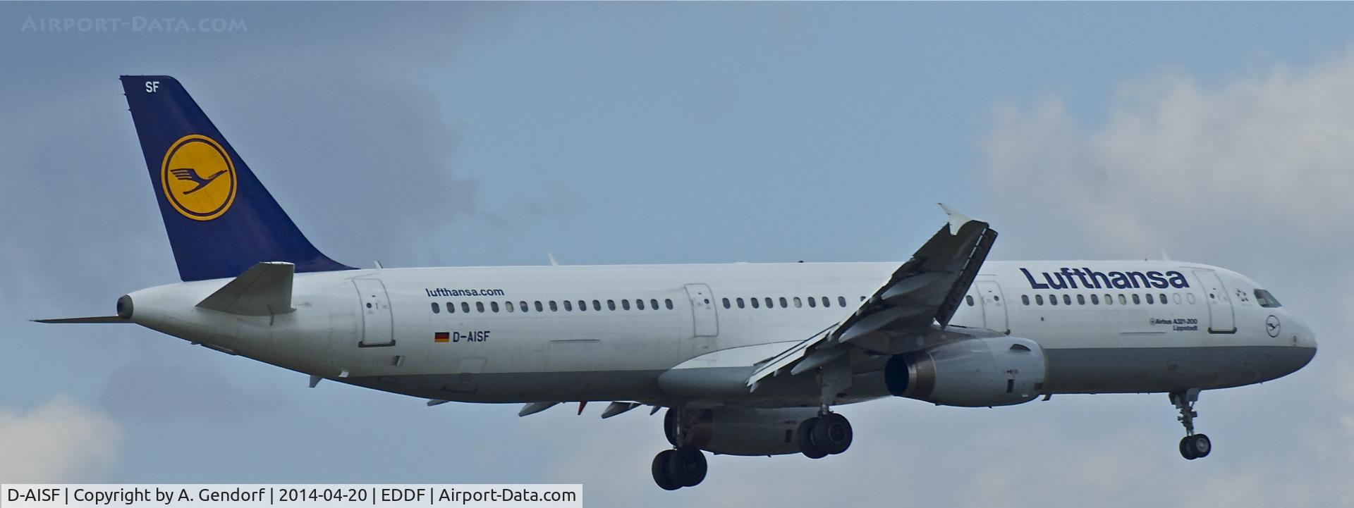 D-AISF, 2000 Airbus A321-231 C/N 1260, Lufthansa, is here on short final RWY 25R at Frankfurt Rhein/Main Int'l(EDDF)