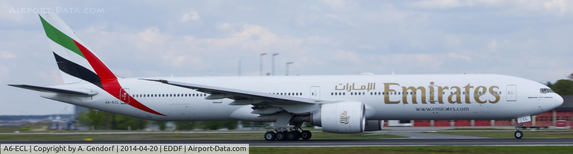 A6-ECL, 2008 Boeing 777-36N/ER C/N 37704, Emirates, is here departing Frankfurt Rhein/Main Int'l(EDDF), Dubai(OMDB) bound