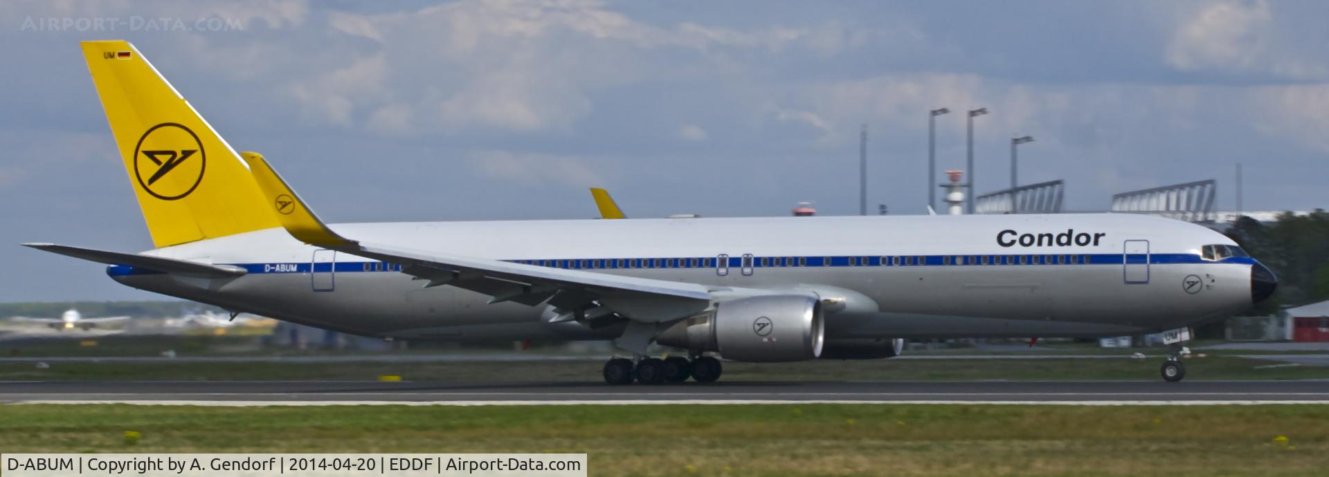 D-ABUM, 1994 Boeing 767-31B C/N 25170, Condor (80's retro livery), seen here departing on RWY 18 at Frankfurt Rhein/Main Int'l(EDDF)