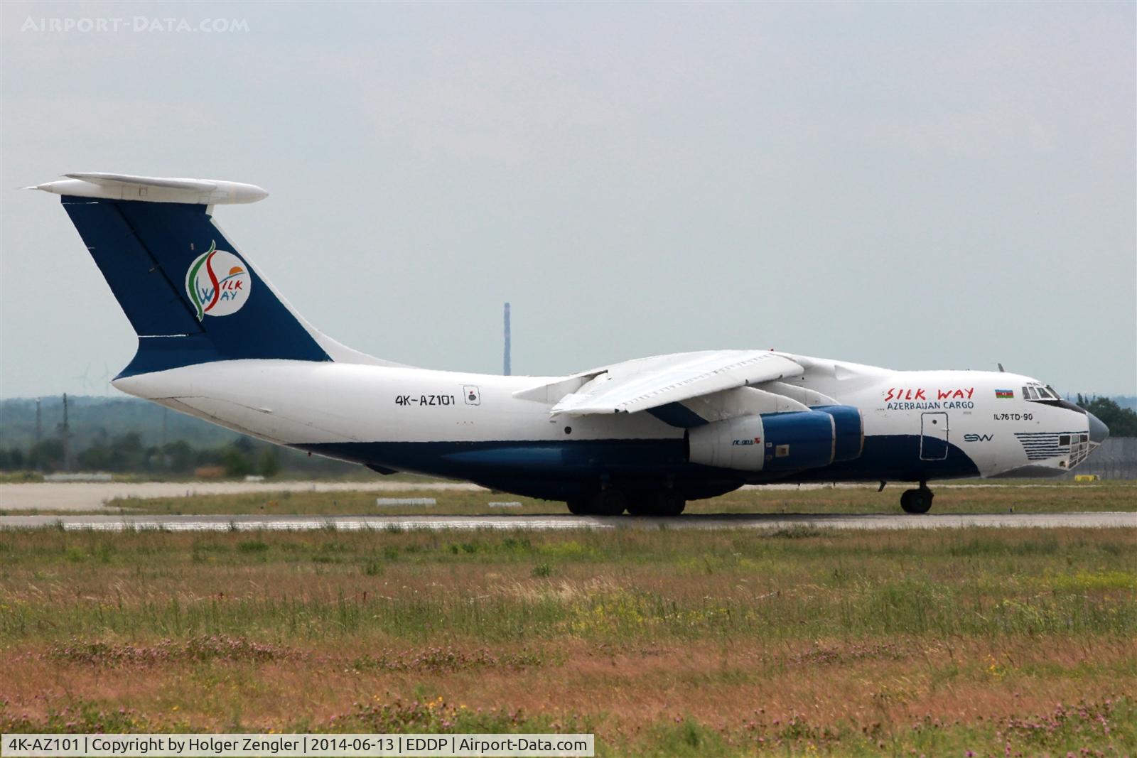 4K-AZ101, 1997 Ilyushin Il-76TD-90VD C/N 1063420716, Leaving LEJ on rwy 26L....