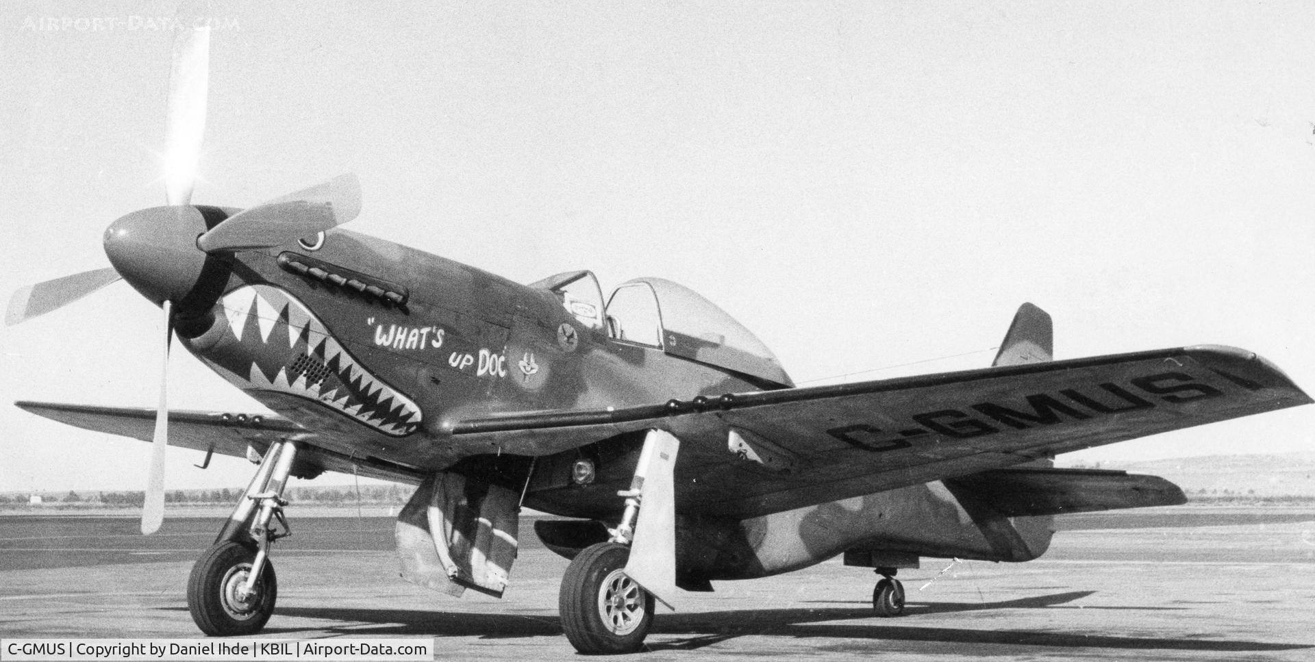 C-GMUS, 1968 North American F-51D Mustang Mustang C/N AF6722581, Fuel stop at KBIL 1983