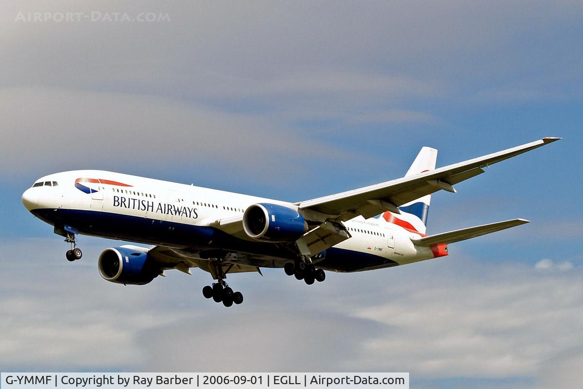 G-YMMF, 2000 Boeing 777-236 C/N 30307, Boeing 777-236ER [30307] (British Airways) Heathrow~G 01/09/2006. On finals 27L.