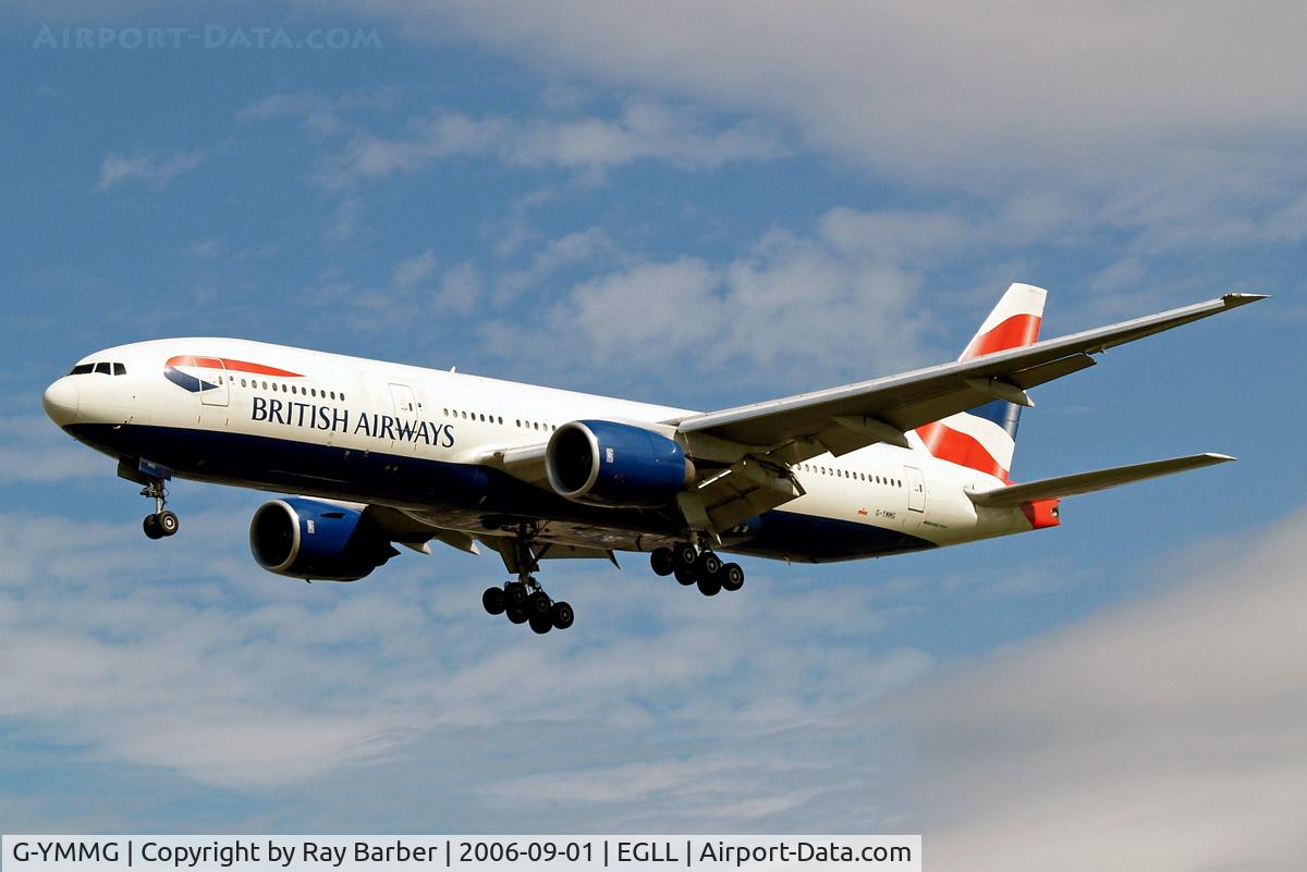 G-YMMG, 2000 Boeing 777-236/ER C/N 30308, Boeing 777-236ER [30308] (British Airways) Heathrow~G 01/09/2006. On finals 27L.