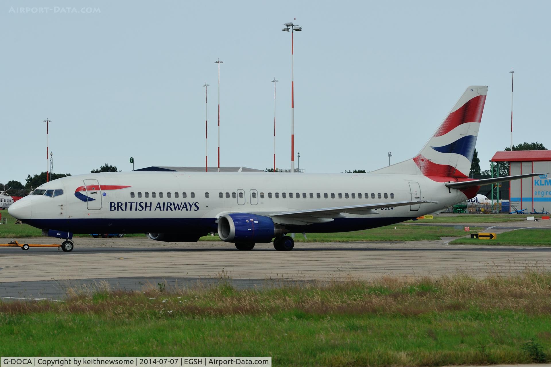 G-DOCA, 1991 Boeing 737-436 C/N 25267, Leaving following maintenance.