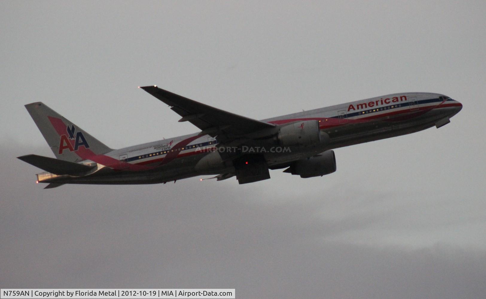 N759AN, 2001 Boeing 777-223/ER C/N 32638, American pink ribbon 777-200