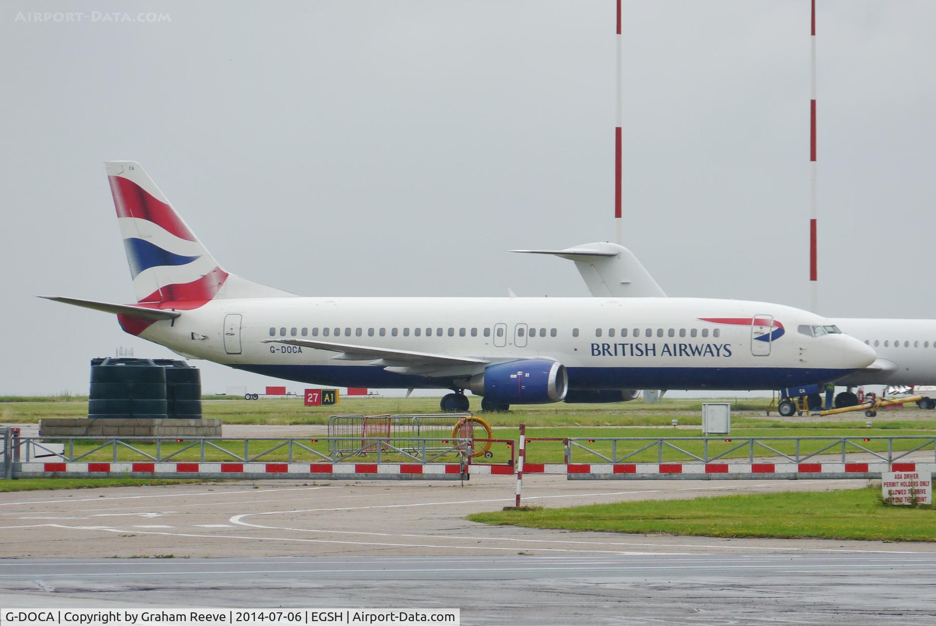 G-DOCA, 1991 Boeing 737-436 C/N 25267, Parked at Norwich.