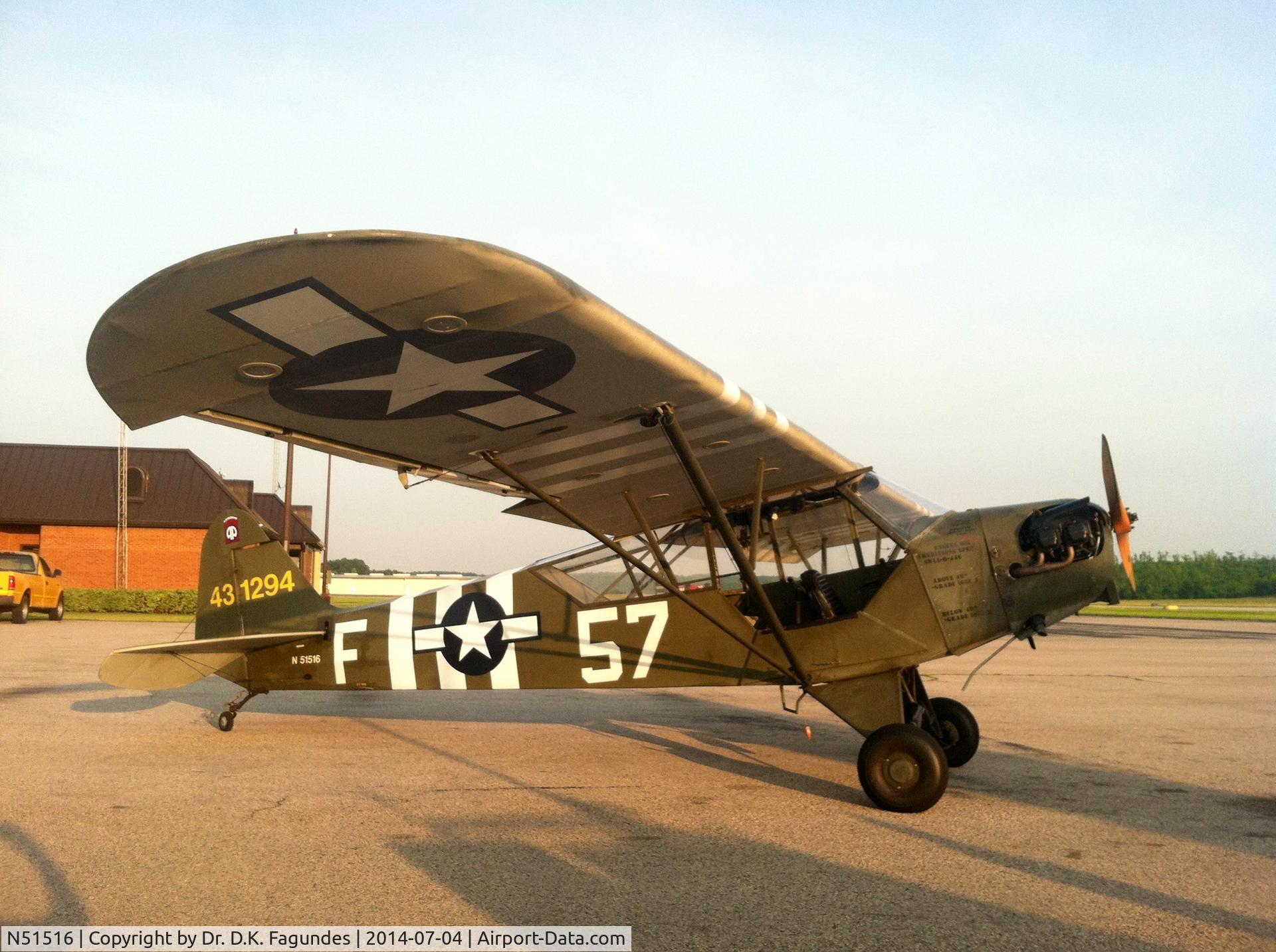 N51516, Piper J3C-65 Cub C/N 10155, Fully restored L-4 Grasshopper.  FBO KLGC
