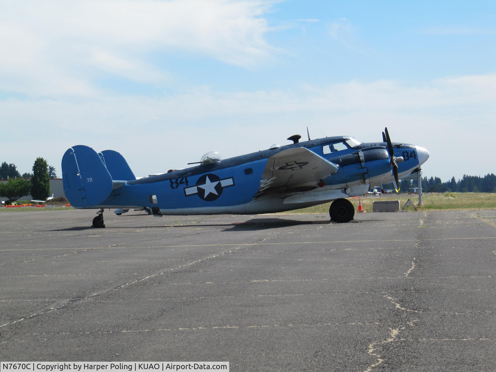 N7670C, 1945 Lockheed PV-2 Harpoon C/N 15-1438, On ramp at Aurora Aviation Aurora, Oregon 7-8-2014
