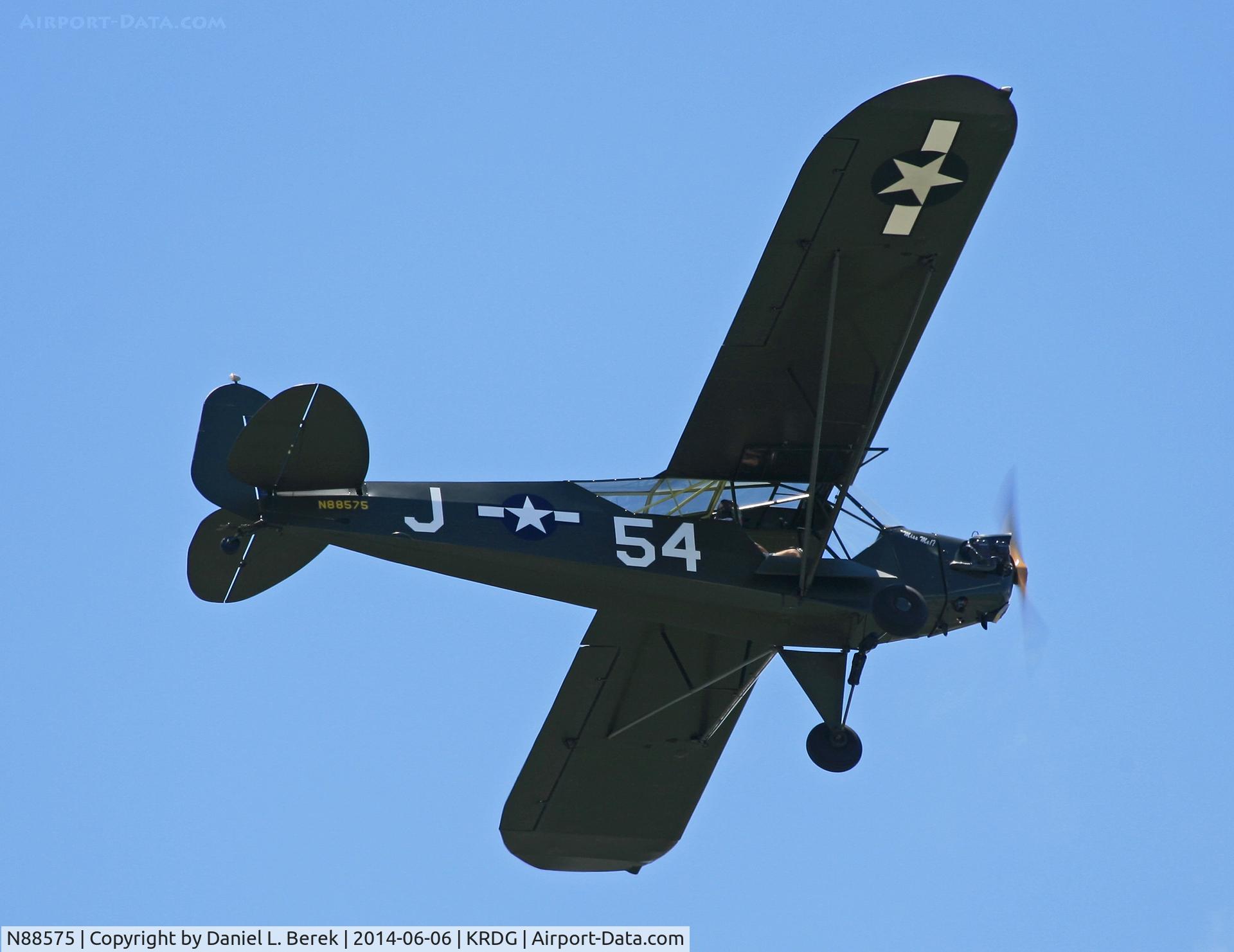 N88575, 1946 Piper J3C-65 Cub Cub C/N 16200, Lovely little 1946-vintage Cub flies overhead.