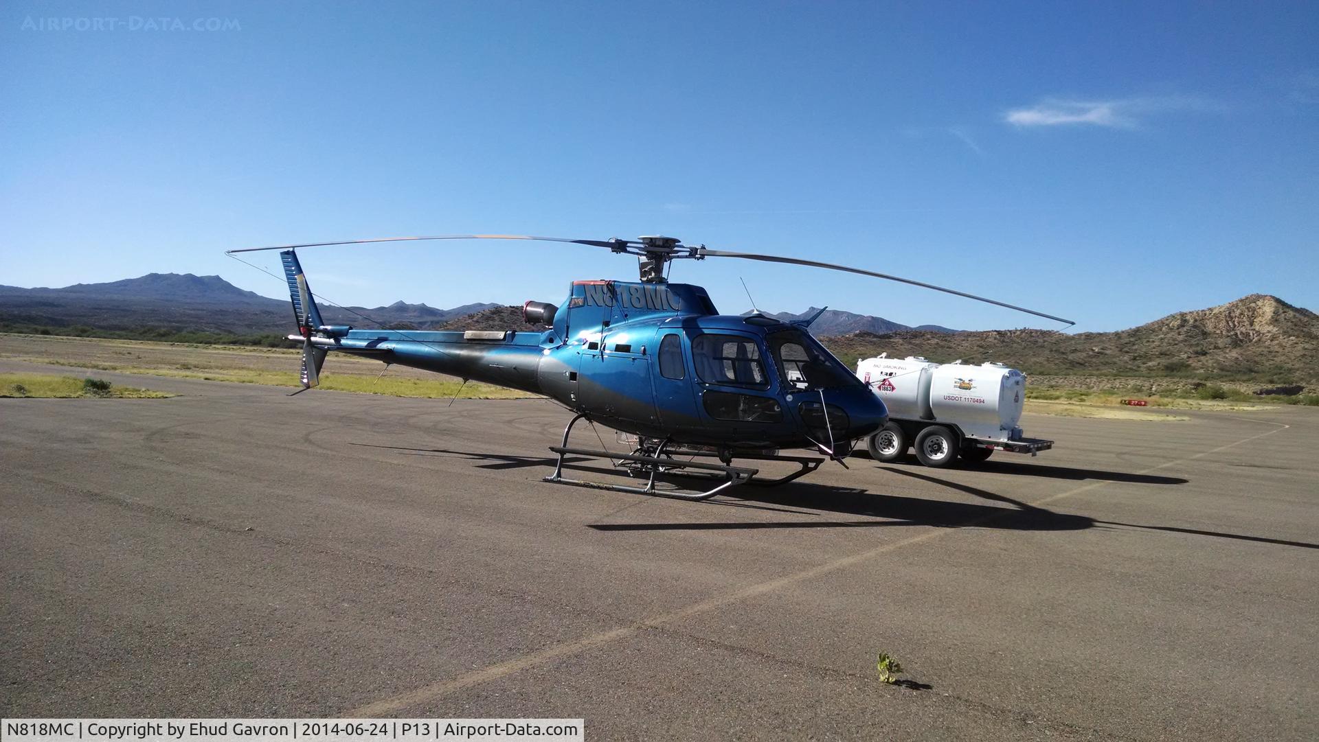 N818MC, Eurocopter AS-350B-3 Ecureuil Ecureuil C/N 4755, N818MC parked next to its fuel tank.
