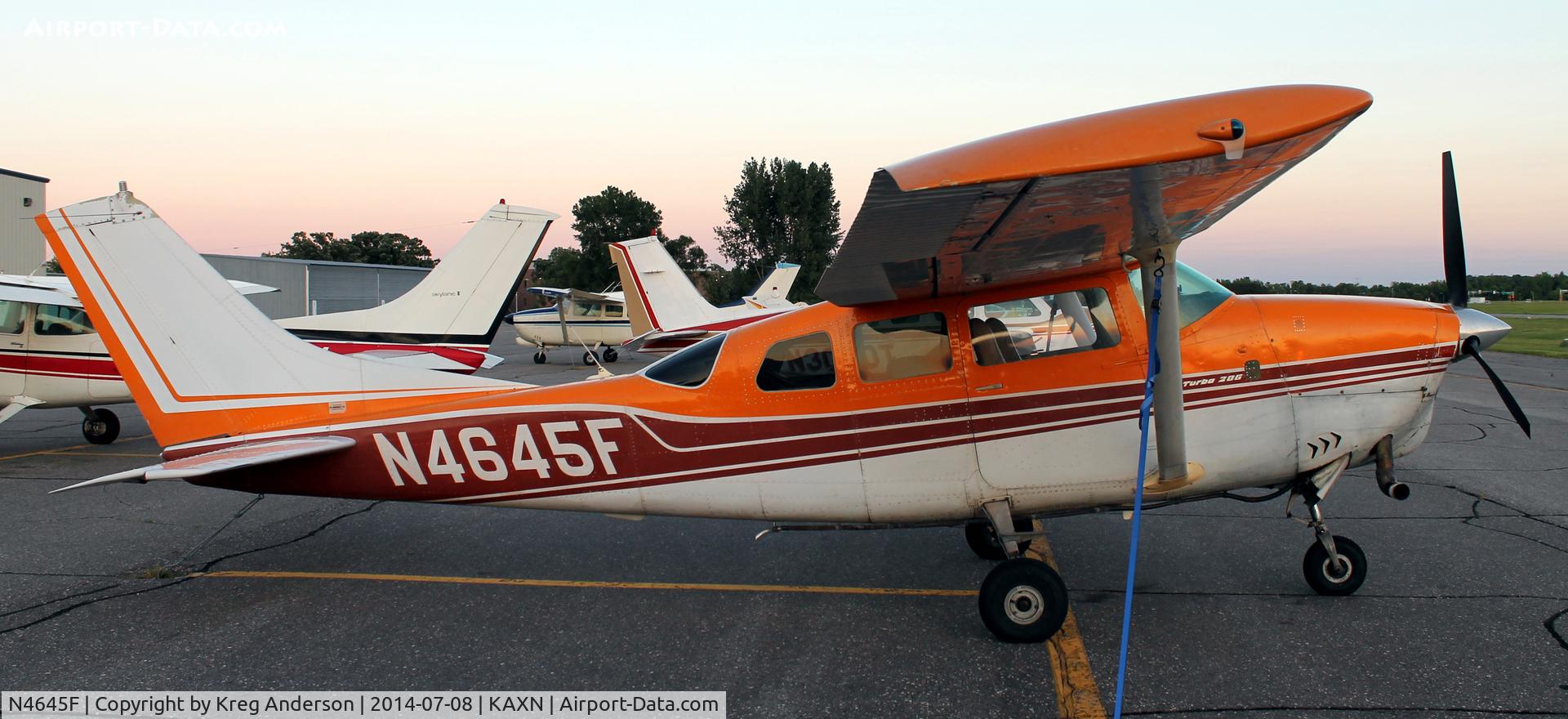 N4645F, 1966 Cessna TP206A Turbo Super Skylane C/N P206-0245, Cessna TP206A Stationair on the line.