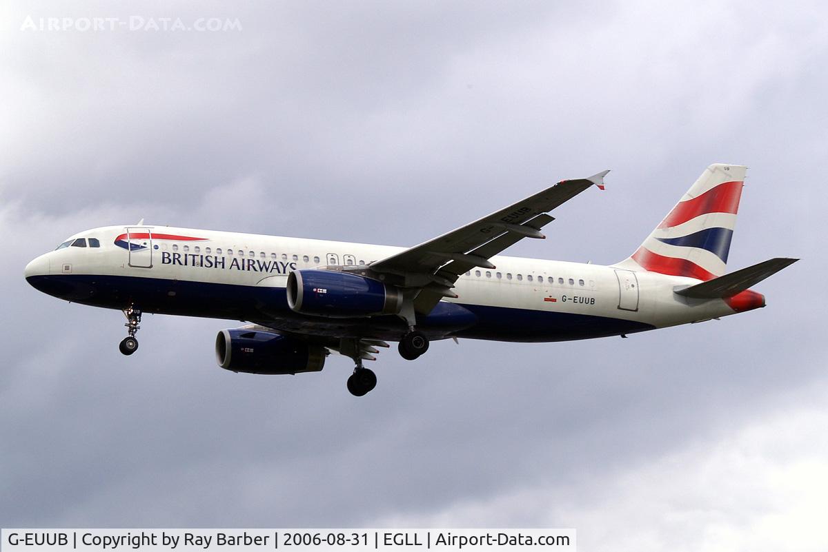 G-EUUB, 2002 Airbus A320-232 C/N 1689, Airbus A320-232 [1689] (British Airways) Heathrow~G 31/08/2006. On finals 27L.