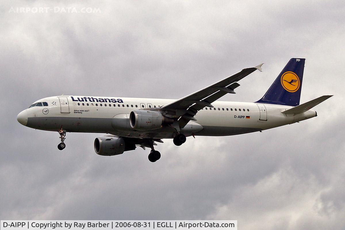 D-AIPP, 1990 Airbus A320-211 C/N 110, Airbus A320-211 [0110] (Lufthansa) Heathrow~G 31/08/2006.On finals 27L.