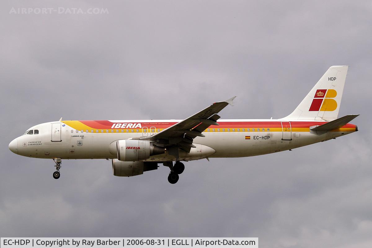 EC-HDP, 1999 Airbus A320-214 C/N 1101, Airbus A320-214 [1101] (Iberia) Heathrow~G 31/08/2006 On finals 27L.