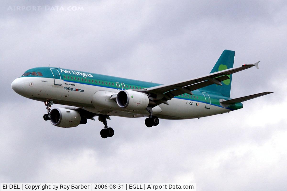 EI-DEL, 2005 Airbus A320-214 C/N 2409, EI-DEL   Airbus A320-214 [2409] (Aer Lingus) Heathrow~G 31/08/2006. On finals 27L.
