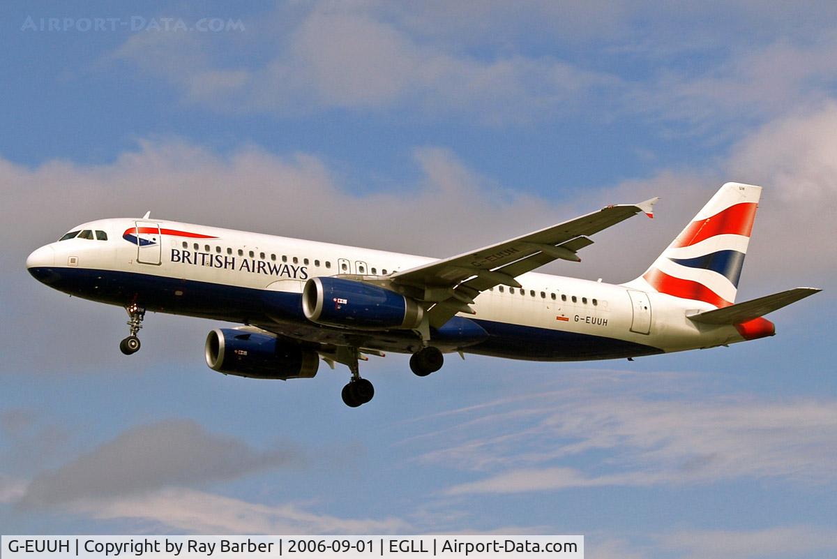 G-EUUH, 2002 Airbus A320-232 C/N 1665, Airbus A320-232 [1665] (British Airways) Heathrow~G 01/09/2006. On finals 27L.