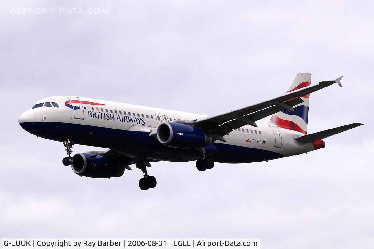 G-EUUK, 2002 Airbus A320-232 C/N 1899, Airbus A320-232 [1889] (British Airways) Heathrow~G 31/08/2006. On finals 27L.