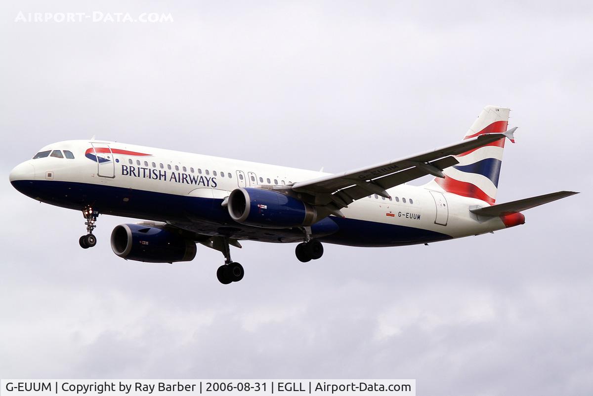 G-EUUM, 2002 Airbus A320-232 C/N 1907, Airbus A320-232 [1907] (British Airways) Heathrow~G 31/08/2006. On finals 27L.