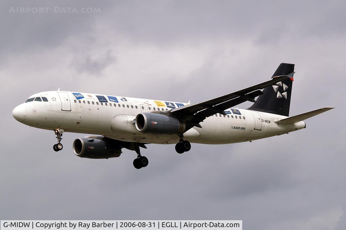 G-MIDW, 2000 Airbus A320-232 C/N 1183, Airbus A320-232 [1183] (bmi British Midland) Heathrow~G 31/08/2006. On finals 27L.