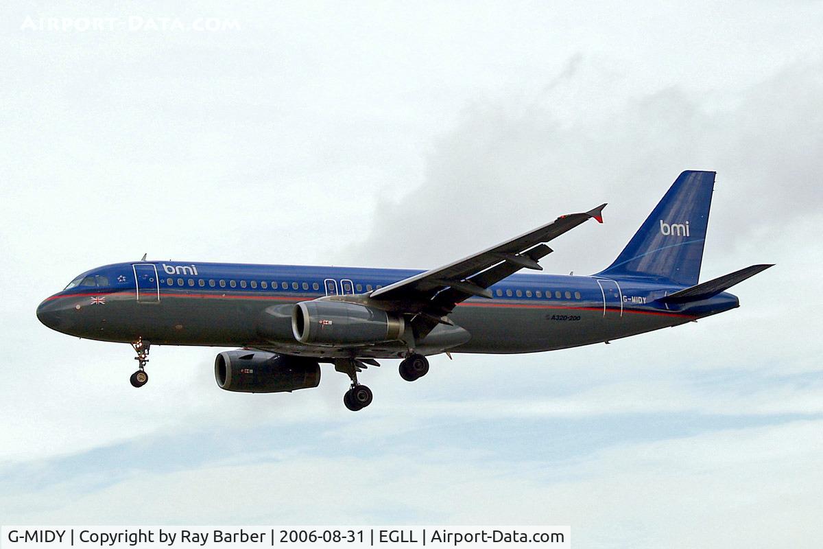 G-MIDY, 1999 Airbus A320-232 C/N 1014, Airbus A320-232 [1014] (bmi British Midland) Heathrow~G 31/08/2006. On finals 27L.