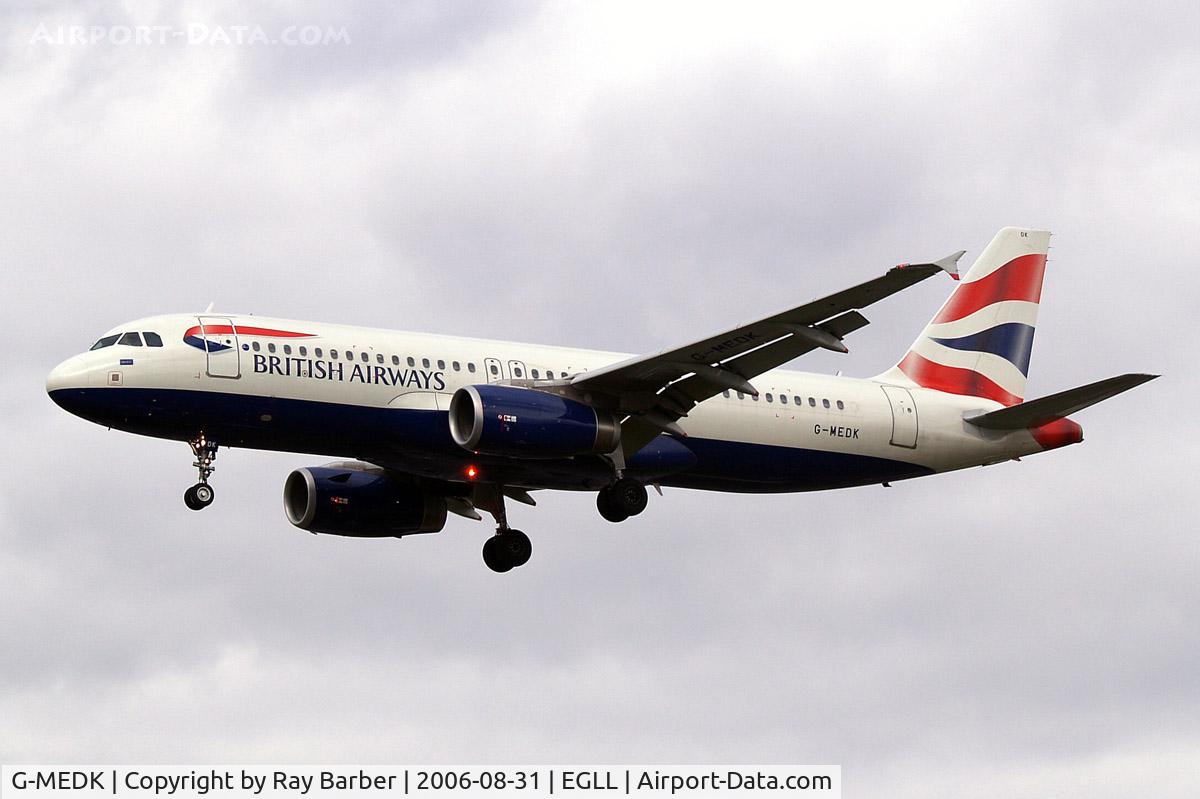 G-MEDK, 2005 Airbus A320-232 C/N 2441, Airbus A320-232 [2441] (British Mediterranean Airways) Heathrow~G 31/08/2006. On finals 27L.