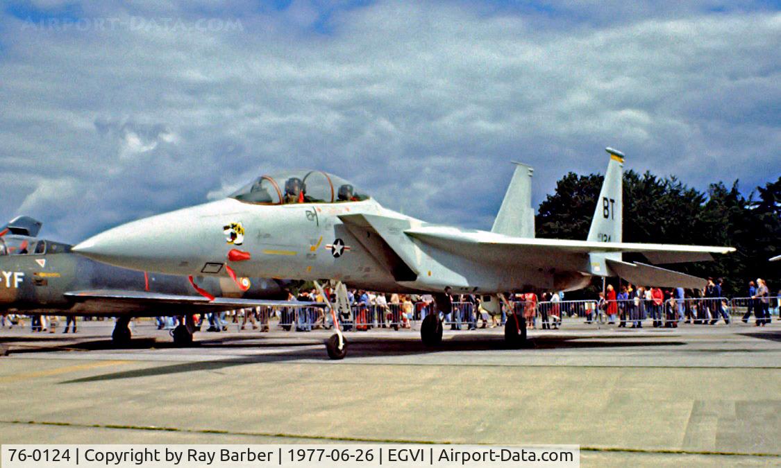 76-0124, 1976 McDonnell Douglas F-15B Eagle C/N 0185/B026, McDonnell Douglas F-15B Eagle [187] (United States Air Force) RAF Greenham Common~G 26/06/1977