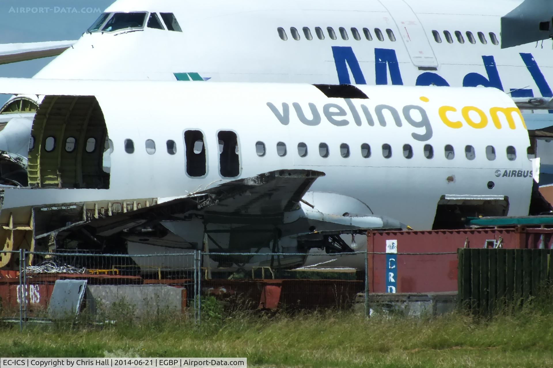 EC-ICS, 1991 Airbus A320-211 C/N 0241, in the scrapping area at Kemble