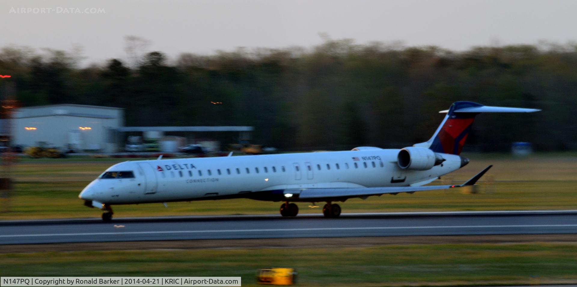 N147PQ, 2007 Bombardier CRJ-900ER (CL-600-2D24) C/N 15147, Takeoff roll Richmond