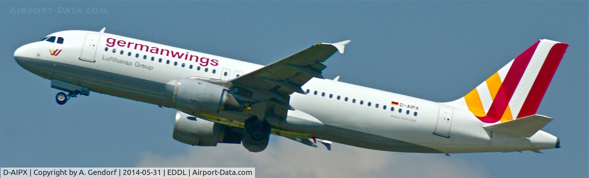 D-AIPX, 1990 Airbus A320-211 C/N 147, Germanwings, see this former Lufthansa A320 taking off RWY 23L at Düsseldorf Int'l(EDDL)