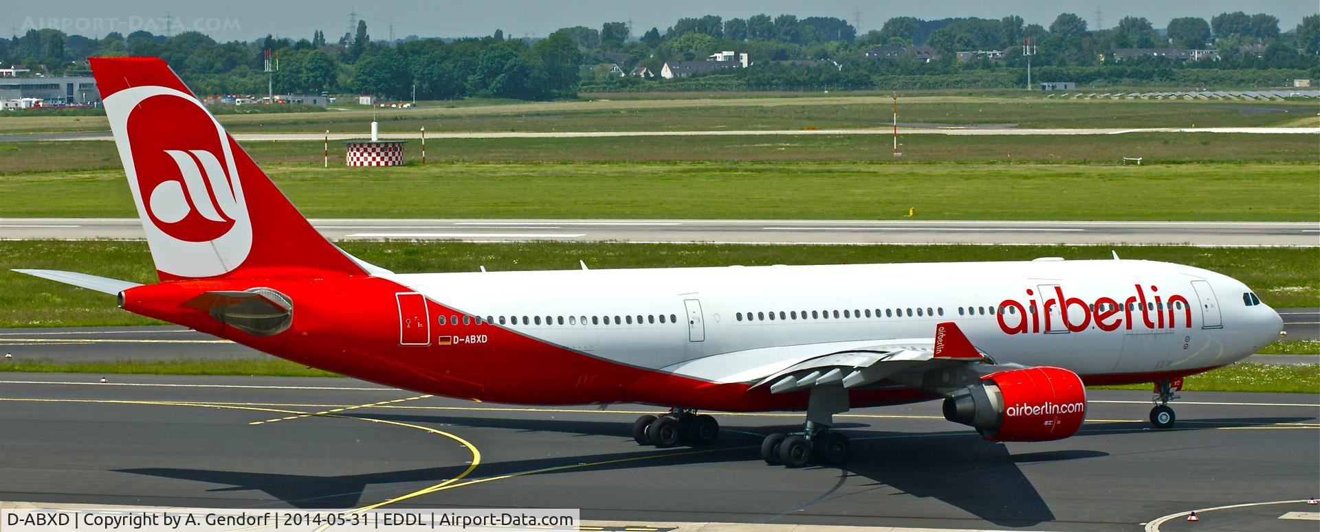D-ABXD, 2007 Airbus A330-243 C/N 822, Air Berlin, is here on taxiway 