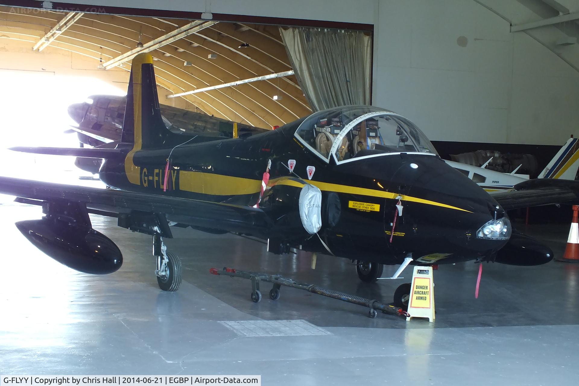 G-FLYY, 1969 BAC 167 Strikemaster Mk.80 C/N EEP/JP/163, inside the C2 Aviation hangar at Kemble