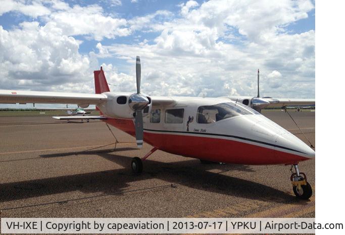 VH-IXE, 1979 Partenavia P-68B C/N 178, Photo of aircraft at Kununurra Western Australia. Been parked up following the closing down of alligator airways. Photo taken by liquidators. Last flew on a SFP from Broome to Kununurra 12/07/2011. I purchased this Aircraft after auction on the 12/08/2013