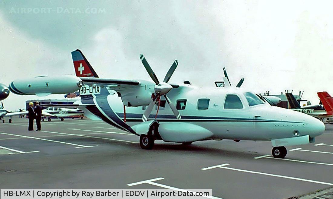 HB-LMX, 1981 Mitsubishi MU-2B-60 Marquise C/N 1528SA, Mitsubishi MU-2B-60 Marquise [1528SA] Hannover~D 21/05/1982. From a slide.