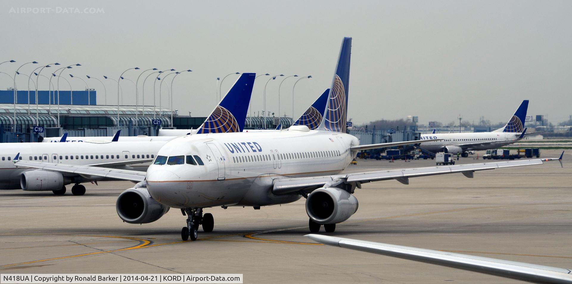 N418UA, 1994 Airbus A320-232 C/N 485, Taxi O'Hare