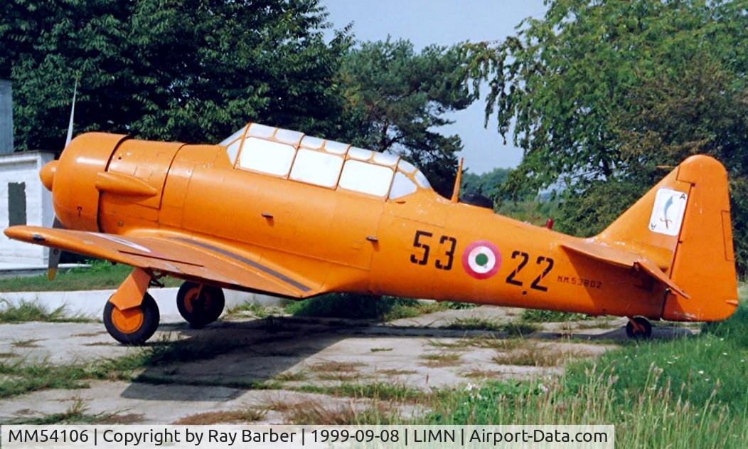 MM54106, North American T-6G Texan C/N 182-183, North American T-6G Texan [182-184] (Italian Air Force) Cameri-Novari~I 08/09/1999. False marks of MM53802 applied.