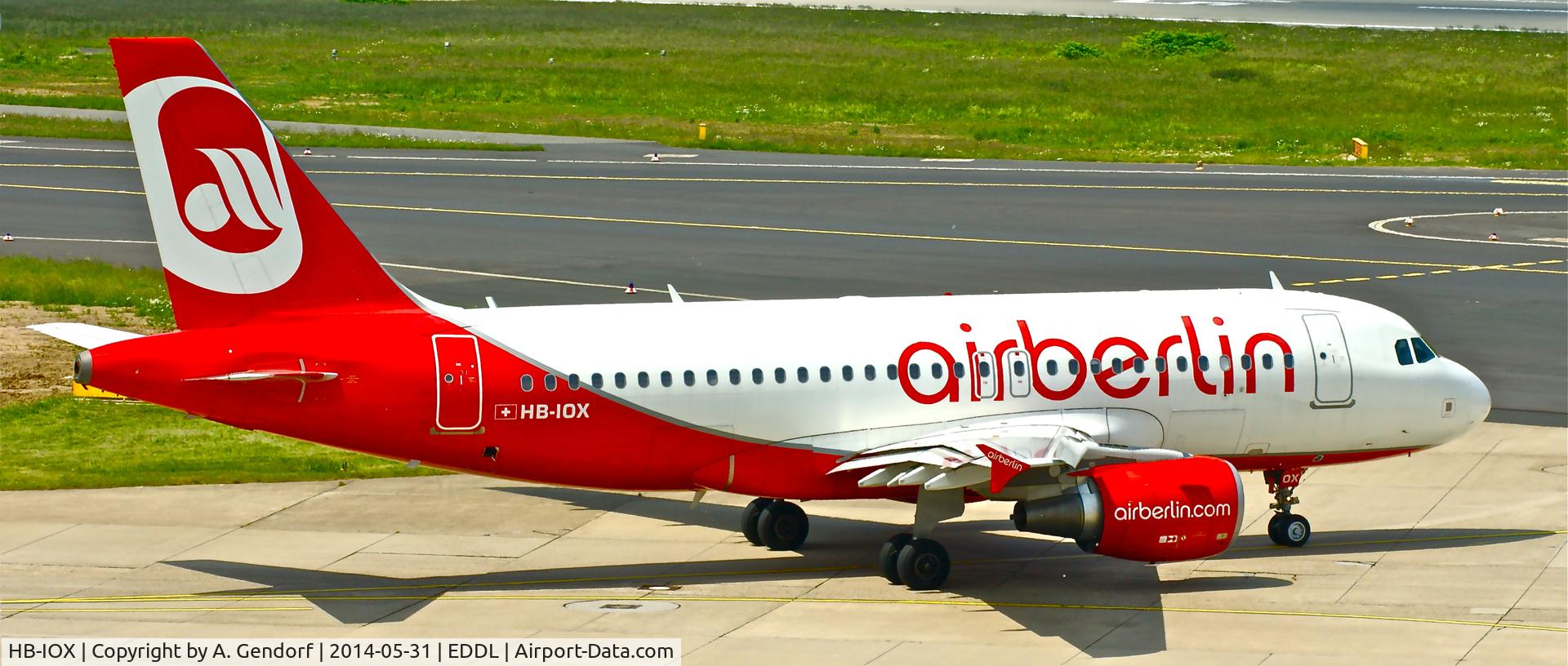 HB-IOX, 2008 Airbus A319-112 C/N 3604, Belair (Air Berlin cs.), is here taxiing to the RWY at Düsseldorf Int'l(EDDL)