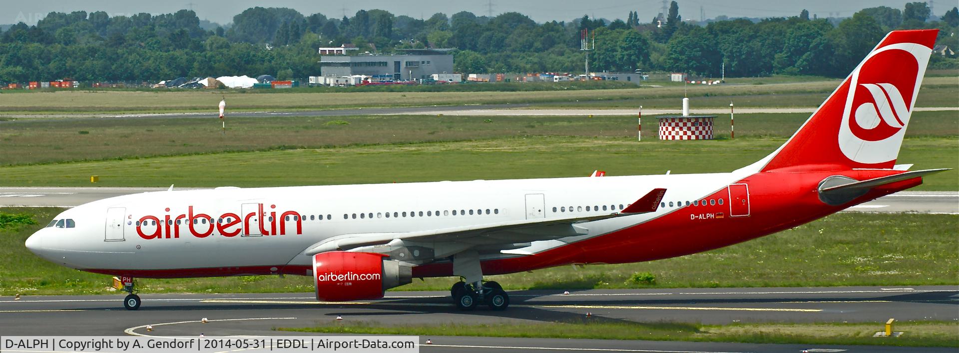 D-ALPH, 2006 Airbus A330-223 C/N 739, Air Berlin, seen here just arriving from Abu Dhabi(OMAA) at Düsseldorf Int'l(EDDL)